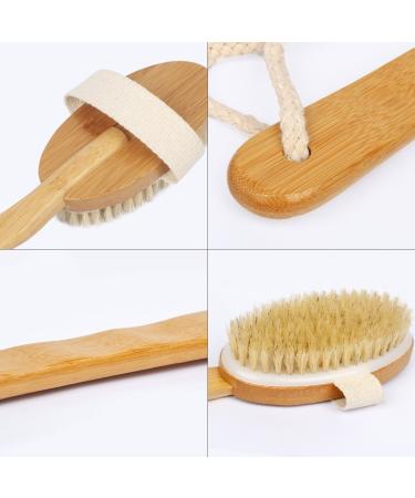 Nature Boar Bristle Body Brush with Bamboo Handle - Exfoliating Shower & Bath Scrubber for Dry Skin, Cellulite Reduction & Massage - Buy Online on GoSupps.com