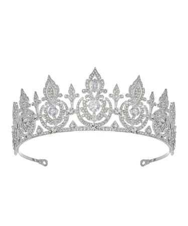 AW BRIDAL Crystal Wedding Tiara for Bride - Silver Princess Crown for Women - Buy Online on GoSupps.com