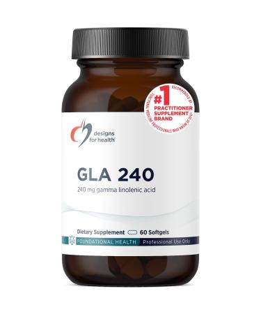 Designs for Health GLA Softgels - Borage Oil Pills 240mg Gamma Linolenic Acid from Borage Seed - Non-GMO Supplement May Promote Healthy Skin + Hormonal Balance for Women (60 Softgels) Standard Packaging