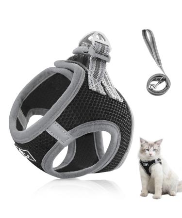 Cat dishes with a leash outbreak -proof cat leash with dishes for cats adjustable cat dishes breakout reflective tableware set for cats Small dogs (black -m) m black