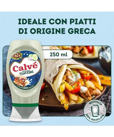  Calv Calv Tzaziki Sauce 8 Pieces 250 ml Tzaziki Cucumber Garlic Sauce Ideal for Pinching Salads Meat and Fish Colour-Free Gluten Free Vegan - Buy Online on GoSupps.com