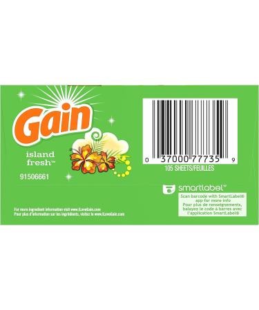 Gain Fabric Softener Dryer Sheets Island Fresh Scent - 105 Count - Buy Online on GoSupps.com