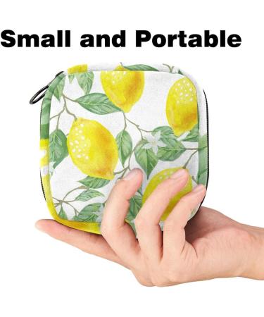 Menstruation Pad Bag with Zipper Stylish Women's Napkin & Tampon Collection Bags (Leaf Green Yellow Lemon Fruits) - Buy Online on GoSupps.com