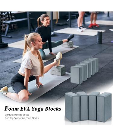 4 Pcs Soft EVA Foam Yoga Blocks | Supportive Brick for Pilates & Meditation | Non-Slip Exercise Equipment | Grey, 9x6x3 Inches - Buy Online on GoSupps.com