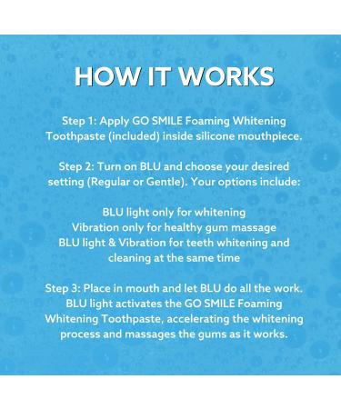 GO SMILE BLU Foaming Whitening Toothpaste - Light Activated Stain Removal & Enamel Whitening Formula - Mint Flavor 2.3 oz - Buy Online on GoSupps.com