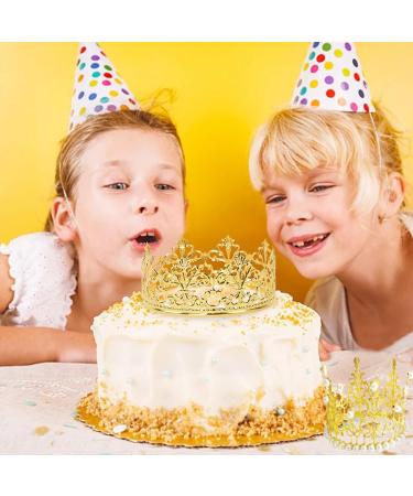 4 Pieces Crown Cake Topper Mini Tiara Birthday Cake Topper Gold Crystal Pearl Wedding Cake Crown Topper for Birthday Party Wedding Cake Decoration - Buy Online on GoSupps.com
