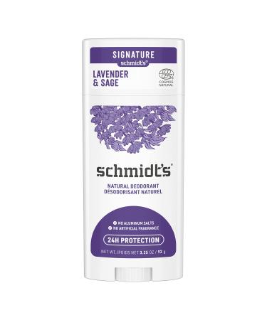Schmidt's Aluminum Free Natural Deodorant for Women and Men, Lavender & Sage with 24 Hour Odor Protection, Certified Natural, Vegan, Cruelty Free 3.25 oz Herbal