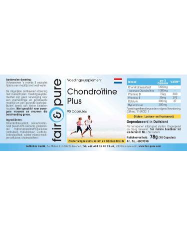 Fair & Pure Chondroitin Plus - Hyaluronic Acid Calcium Vitamin D & E - Non-GMO 90 Capsules - Premium Joint Support Supplement - Buy Online on GoSupps.com
