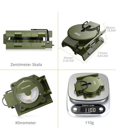 Ultralight Military Compass with Clinometer - 110g Waterproof Navigation for Hiking & Hunting - 3000 Gauss Magnetic Aluminum Alloy - Buy Online on GoSupps.com