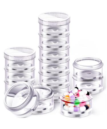 Sieral 2 Pieces 7 Day Stackable Pill Organizer Case Vitamin Holder Organizer 7 Day Weekly Travel Container with 2 Lids for Medications, Vitamins and Supplements (Clear)