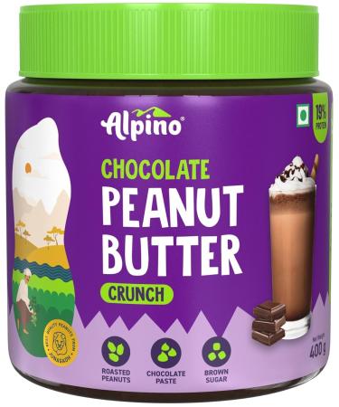 ALPI NO Chocolate Peanut Butter Crunch 400g - Roasted Peanuts Chocolate Paste Brown Sugar & Sea Salt - 24g Protein Gluten Free Vegan Plant Based Peanut Butter Crunchy