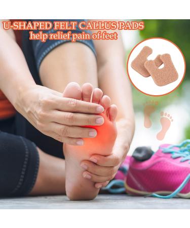 60pc U-Shaped Felt Callus Pads for Pain Relief - Metatarsal & Forefoot Foot Cushion for Men and Women - Beige - Buy Online on GoSupps.com