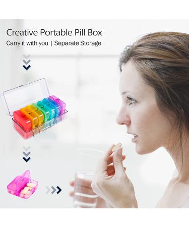 Zoksi Weekly Pill Organizer 2 Times a Day Rainbow 7 Day AM PM Pill Box - Buy Online on GoSupps.com