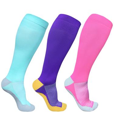 3 pairs of compression stockings for women blood circulation oversize compression socks for wide calf 20-30 mmHg knee support XXL 3XL 4XL