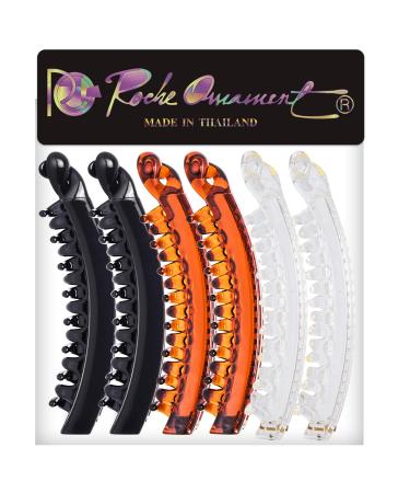 RC Roche Ornament 6 Pcs Womens Super Secure Grip Claw Ponytail Holders - Medium Clear Brown/Black Pack of 6 - Buy Online on GoSupps.com