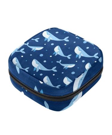 Cartoon Shark Pattern Sanitary Napkin Storage Bag Menstrual Pad Bag Portable Menstrual Period Sanitary Pouch Zipper Tampons Collect Bags for Teen Girls Women Ladies Color 11