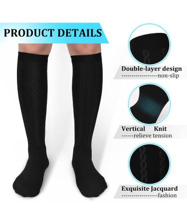 Medical Grade 30-40mmHg Compression Socks for Men & Women - Knee High Support Socks for Running, Hiking - 1-2 Pack (Black, L-XL) - Buy Online on GoSupps.com