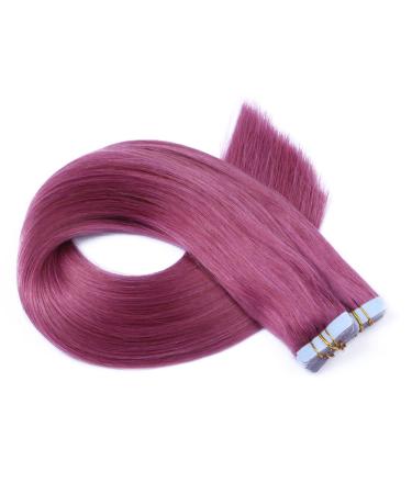 Tape in - on hair extensions - # violet - 50cm - 60 bricks 4cm wide / 2.5g - 100% Remy real hair hair extension / extension with adhesive tape Tresse by Novon Hair Extentions