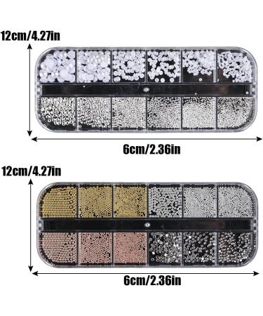 3D Nail Charms 2 Boxes Multi-Shape Nail Art Charms Nail Rhinestones Flat Nail Pearls Gold Silver Caviar Beads Crystal Nail Gems for Nail Art Decoration DIY Crafts (F) - Buy Online on GoSupps.com