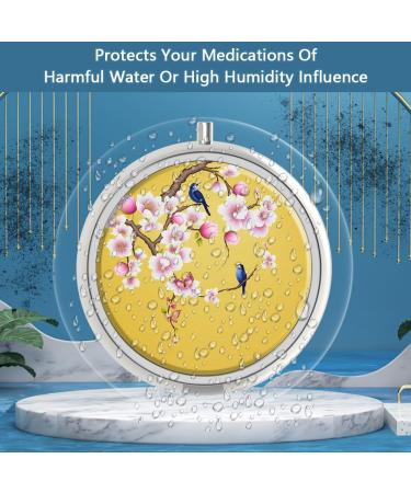 Portable Peach Blossom 3-Compartment Pill Box | Decorative Metal Medicine Organizer | Unique Gift for Vitamins & Medications - Buy Online on GoSupps.com