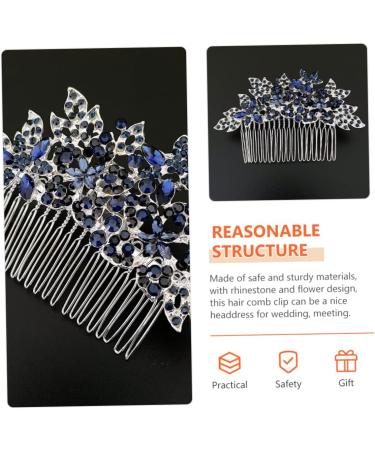 Didiseaon Dark Blue Hair Comb Wedding Rhinestone Hair Clip Girls Barrettes for Hair Floral Hair Comb Bridal Glitter Barrette Hair Combs European and American Zinc Alloy Bride Wig - Buy Online on GoSupps.com