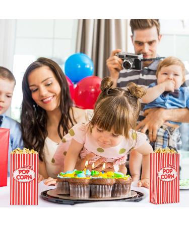 Paper Popcorn Bags 2 oz Disposable Individual Servings Popcorn Container Flat Bottom Vintage Popcorn Bags for Popcorn Machine Movie Night Party Theaters Carnivals Red and White Striped (300 Pieces) - Buy Online on GoSupps.com