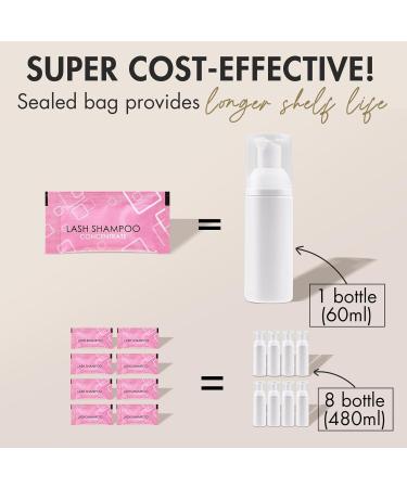 Lash Shampoo Concentrate Kit - Gentle Cleaner for Eyelash Extensions | Includes Pump & Rinse Bottles | Mascara Wand & Cleansing Brush | Perfect for Salon & Home Use - Buy Online on GoSupps.com