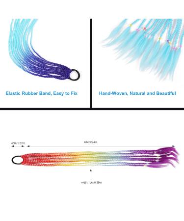Colorful Braided Hair Tie Bands - 36 Pieces Color Gradient Hair Extensions for Girls - Buy Online on GoSupps.com