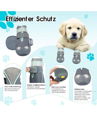 Sezlinver Dog Shoes - Non-Slip Sole 4-Pack Adjustable Paw Protection Washable & Breathable for Small Medium & Large Dogs - Gray - Buy Online on GoSupps.com