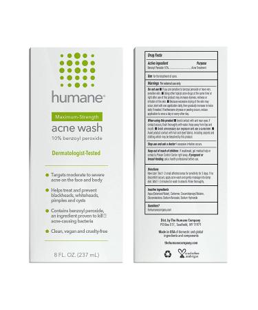 Maximum-Strength 10% Benzoyl Peroxide Acne Wash for Face, Skin, Butt, Back & Body - 8 oz - Vegan & Cruelty-Free - Buy Online on GoSupps.com