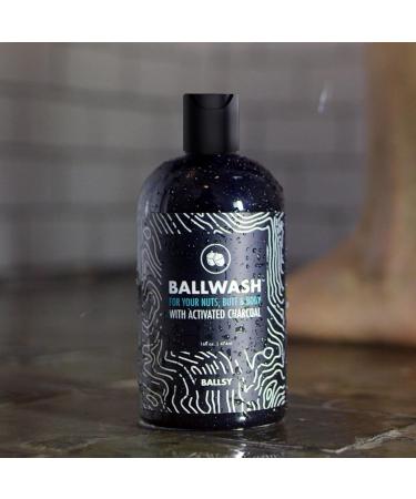 Ballsy Ballwash Charcoal Body Wash for Men - Moisturizing Men's Bodywash with Coconut Oil - Natural Soap for Men - 16 Oz with Pump - Buy Online on GoSupps.com