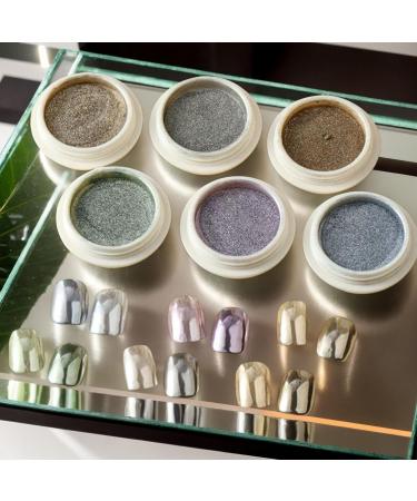 Chrome pour les ongles poudre de paillettes ongles - 6 couleurs paillettes Fingernail Chrome | Shimmer Nail fournit de la poudre pour le festival les rencontres le maquillage l'Halloween 02 B - Buy Online on GoSupps.com