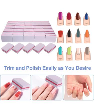 Mini Nail Buffer Blocks (50 Pack) for Acrylic and Natural Nails - 100/180 Grit Bulk Buffing Blocks for Professional Manicure - White - Buy Online on GoSupps.com