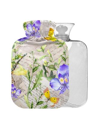 Wildflowers Grasses BPA-free hot water bottle with cover 2 l large hot water bag for pain relief from cramps