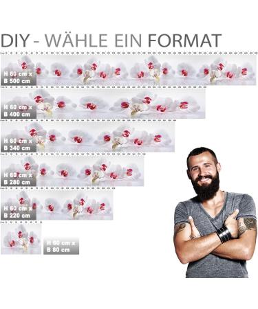 Premium Orchid Kitchen Wall Stickers - Self-Adhesive Glass Look - Durable 60x500cm - Buy Online on GoSupps.com