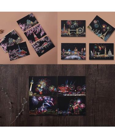 Magic Scratch Art Paper Mini Envelope Postcard Set - Rainbow Night View Scratchboard for Adults and Kids - 12 Sheets Scratch Cards & 7 Tools - Art & Crafts Kit with Drawing Pen and Clean Brush (Colorful Fireworks) - Buy Online on GoSupps.com
