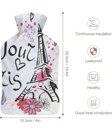 Eiffel Tower Hot Water Bottle with Plush Cover - Hand Warmer for Adults & Kids | 26.5x15.3cm - International Shipping Available - Buy Online on GoSupps.com