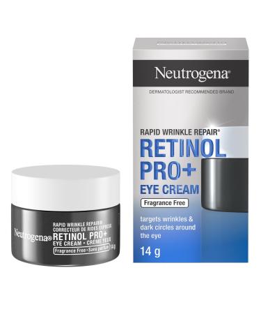 Neutrogena Rapid Wrinkle Repair Retinol Pro+ Eye Cream Targets wrinkles and dark circles around eyes Fragrance Free 14g Unscented 1.4 ml (Pack of 1)