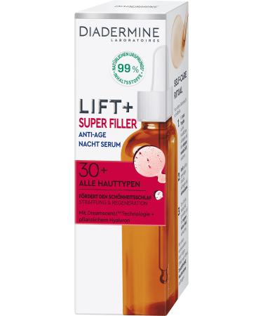 Diadermine Lift+ Super Filler Anti-Aging Night Serum (30 ml), facial serum intensely smoothes wrinkles, anti-aging treatment promotes intensive skin regeneration during the night