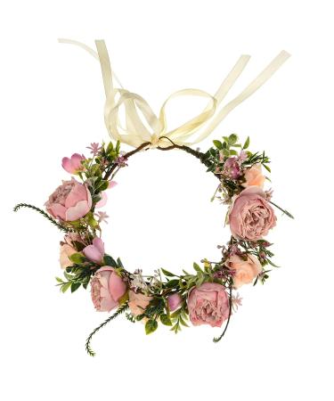 DreamLily Girls Camellias Flower Crown Headpiece XM11 (A-Blush) - Perfect for Birthday, Wedding, and Festivals - Buy Online on GoSupps.com