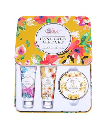 Hand Cream Gift Set - Lotion Sets for Women Gift, Hand Care Set with Shea Butter, Travel Size Hand Lotion Set for Women, Includes 2 Hand Cream & Exfoliating Cream, Gift Box for Women Birthday Christmas Orange