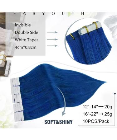 Easyouth 20 Inch Blue Tape in Hair Extensions - 100% Human Hair Coloured Extensions - Natural & Invisible - 10Pcs 25g - Buy Online on GoSupps.com
