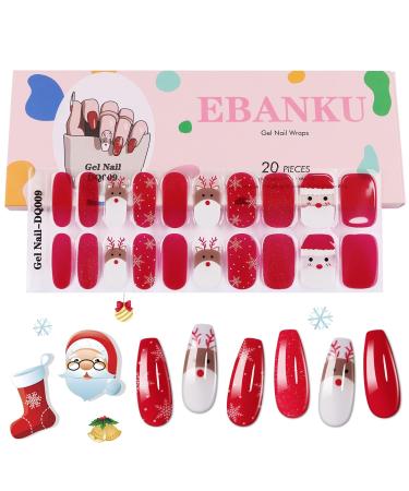 Christmas Full Wraps Nail Polish Stickers EBANKU Elk Snowflake Gel Nail Wraps Strips Red Nail Gel Polish Stickers for Women Girls Christmas Nail Art Decor(UV/LED Lamp Required) - Buy Online on GoSupps.com