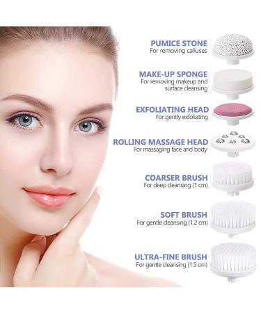 Waterproof Facial Cleansing Brush with 8 Brush Heads for Deep Cleansing - Gentle Exfoliation - Blackhead Removal - Skin Care | 2021 Upgraded Version - Blue - Buy Online on GoSupps.com