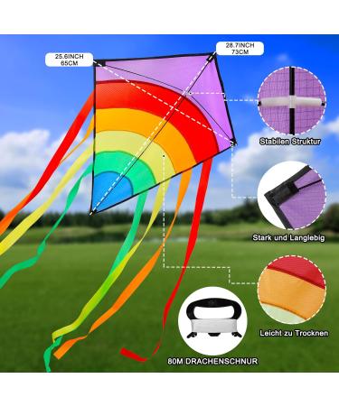 Lebexy Insliner Delta Dragon Kite for Kids & Adults | Easy to Fly Colorful 73x65 cm Kite with 80m String | Perfect Children's Outdoor Toy - Buy Online on GoSupps.com