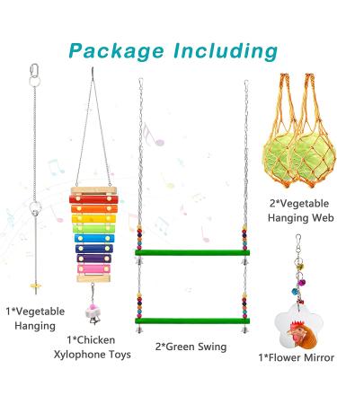 Woiworco Chicken Coop Accessories: 7 Pack Chicken Toys - Xylophone, Swing, Mirror, Pecking, Vegetable Feeder & More - Buy Online on GoSupps.com