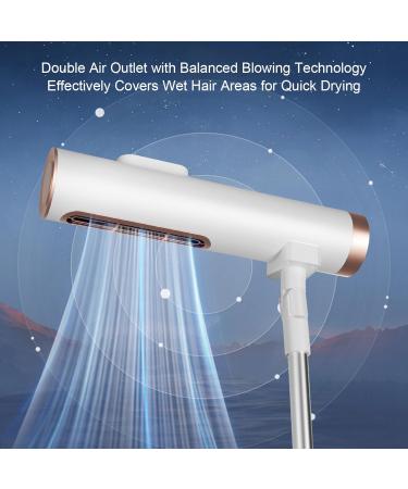 1600W Stand Up Hair Dryer Adjustable Height Negative Ions Frizz Control Quick Drying ABS Material White Gold for Home Use - Buy Online on GoSupps.com