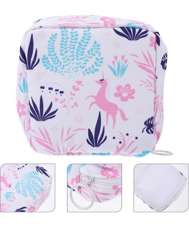 Exceart Ladies Sanitary Pads Bag - Stylish Printed Menstruation Pocket for Travel & Office - Unicorn Design (Style 2) - Buy Online on GoSupps.com