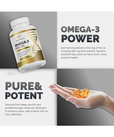 Iron Genetica Omega 3 Fish Oil High Potency EPA 400mg & DHA 300mg | Supports Heart Brain & Joint Health | Fish Oil 1000mg Capsules | Omega 3 Supplement | 60 softgels for Men & Women - Buy Online on GoSupps.com