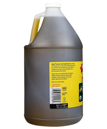 Bragg Organic Extra Virgin Olive Oil - Cold Pressed EVOO from Greek Koroneiki Olives - 1 Gallon (128 Fl Oz) | USDA Certified, Non-GMO, Kosher - Ideal for Marinades & Vinaigrettes - Buy Online on GoSupps.com